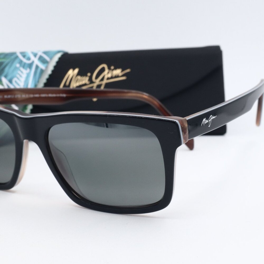Maui Jim Waipio Valley MJ 812-27D Square Black Sunglasses Neutral Grey Lenses